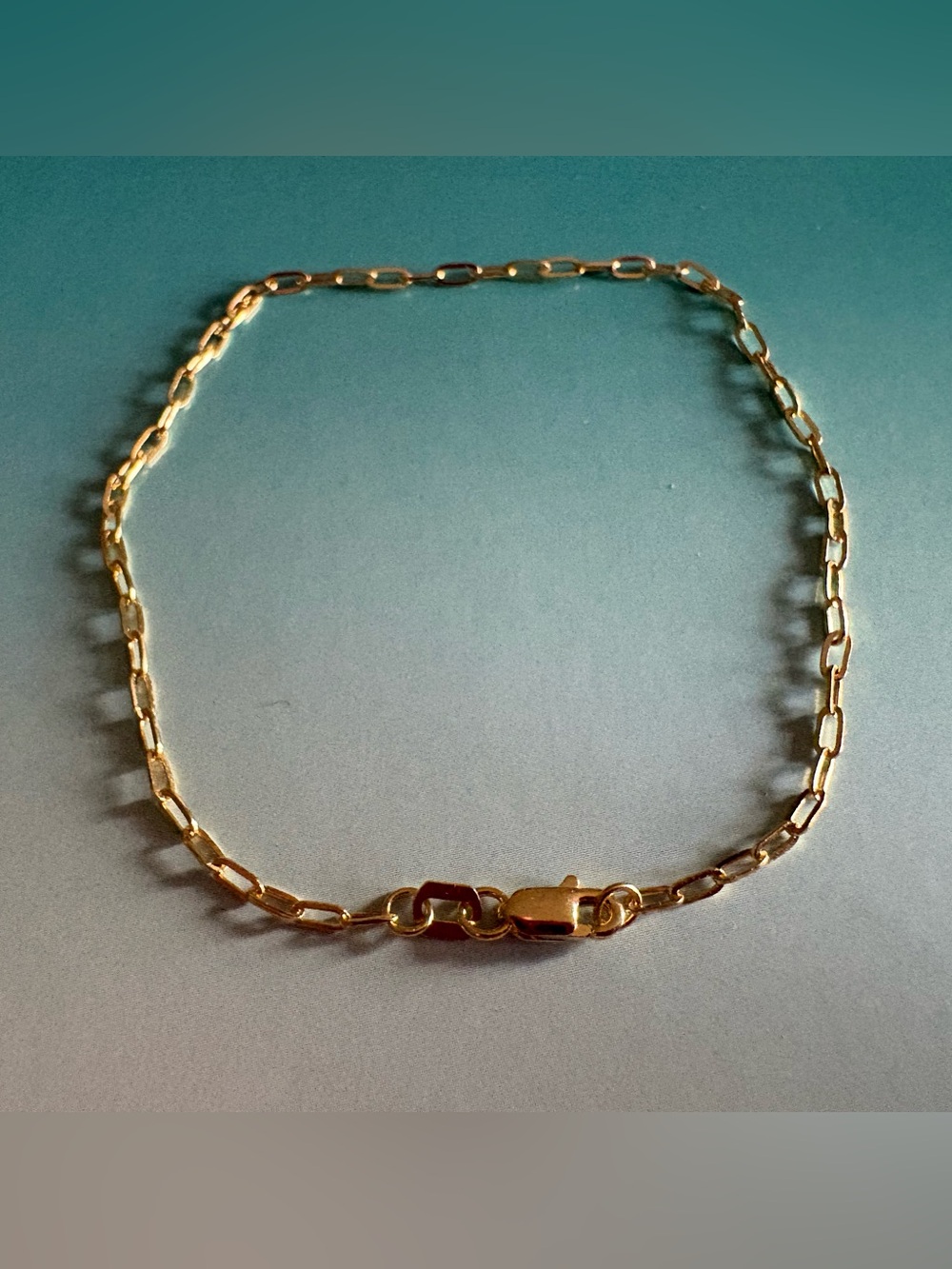 10K Solid Gold Paperclip Bracelet 7”